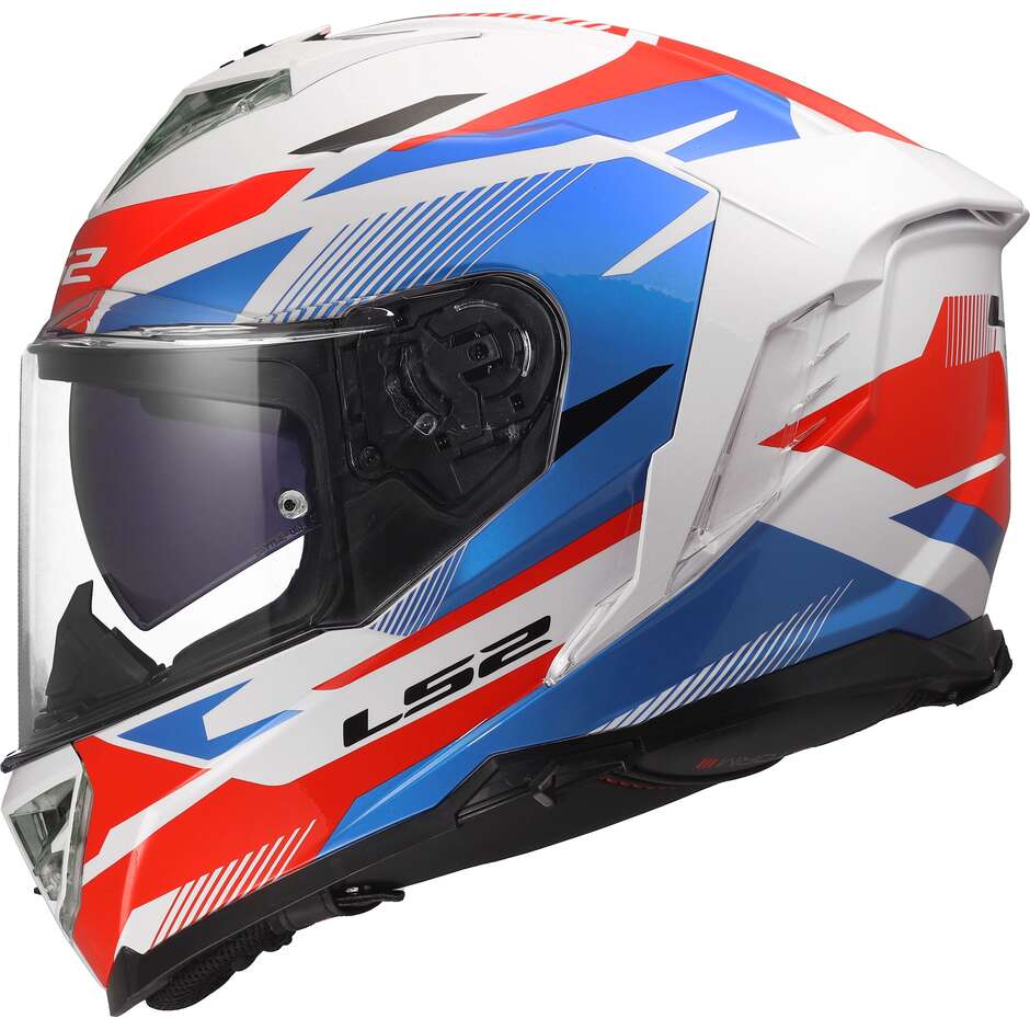LS2 FF818 STORM III KOMAI Integralhelm Motorrad Weiß Blau Rot