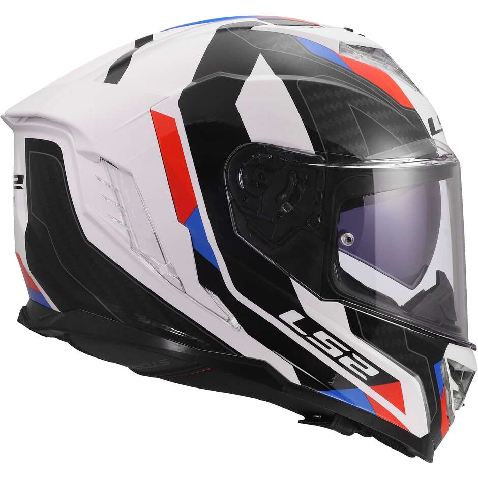 LS2 FF818 STORM III SPORTY Full Face Motorcycle Helmet White Blue Red