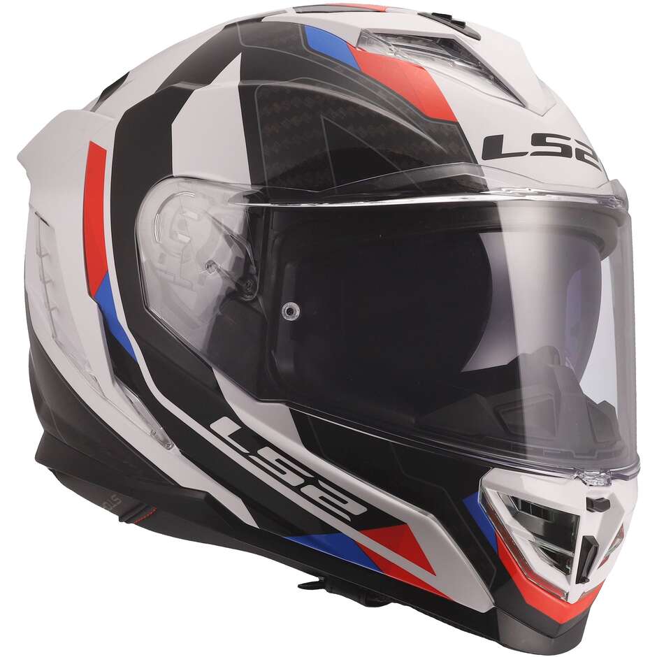 LS2 FF818 STORM III SPORTY Full Face Motorcycle Helmet White Blue Red