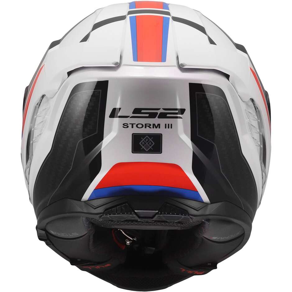 LS2 FF818 STORM III SPORTY Integralhelm Motorrad Weiß Blau Rot