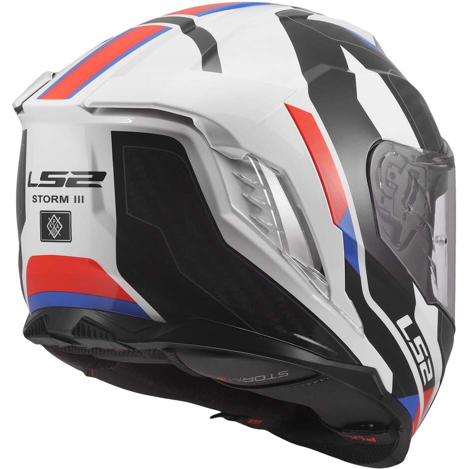 LS2 FF818 STORM III SPORTY Integralhelm Motorrad Weiß Blau Rot