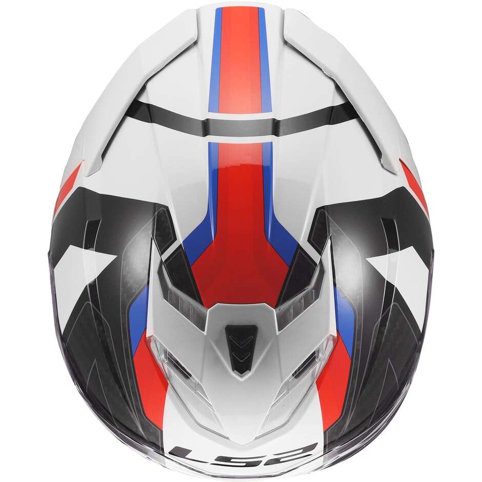 LS2 FF818 STORM III SPORTY Integralhelm Motorrad Weiß Blau Rot