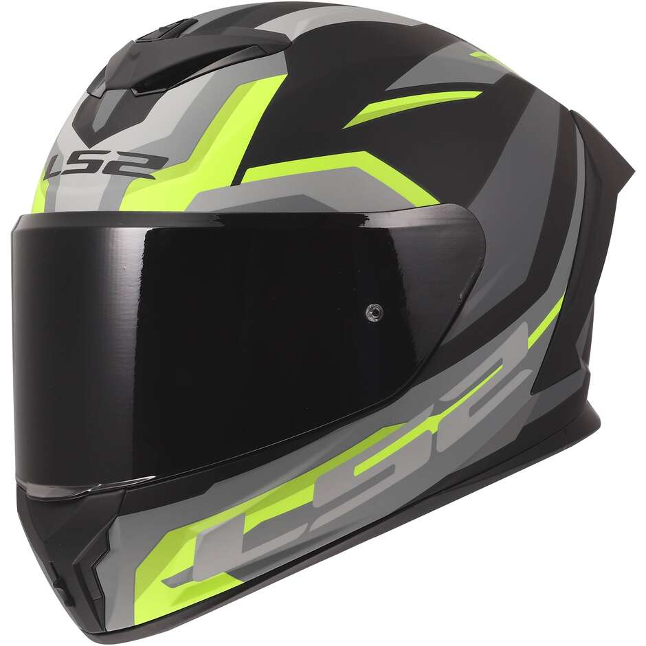 LS2 FF820 RAPID III HYPER Integralhelm für Motorrad, Schwarz, Fluoreszierend, Gelb