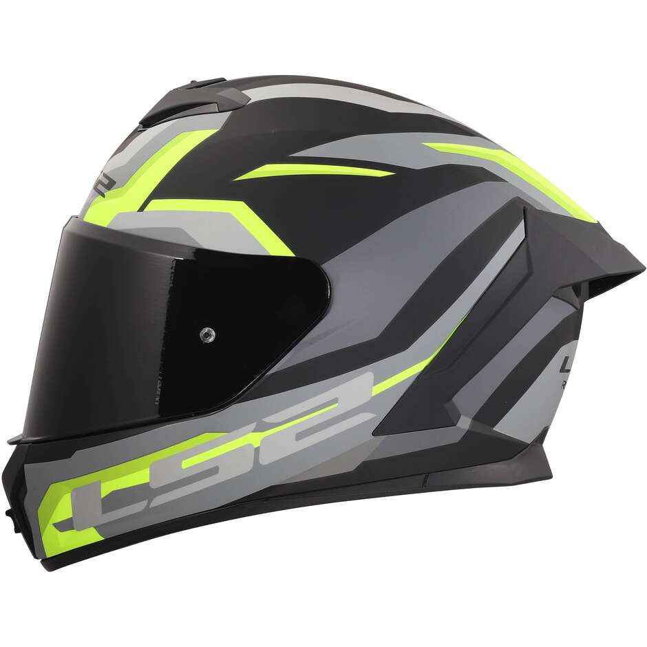 LS2 FF820 RAPID III HYPER Integralhelm für Motorrad, Schwarz, Fluoreszierend, Gelb