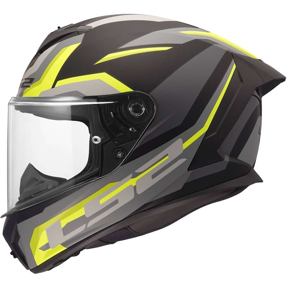 LS2 FF820 RAPID III HYPER Integralhelm für Motorrad, Schwarz, Fluoreszierend, Gelb