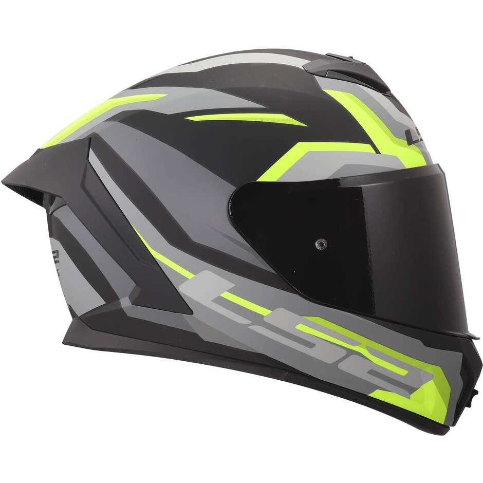 LS2 FF820 RAPID III HYPER Integralhelm für Motorrad, Schwarz, Fluoreszierend, Gelb