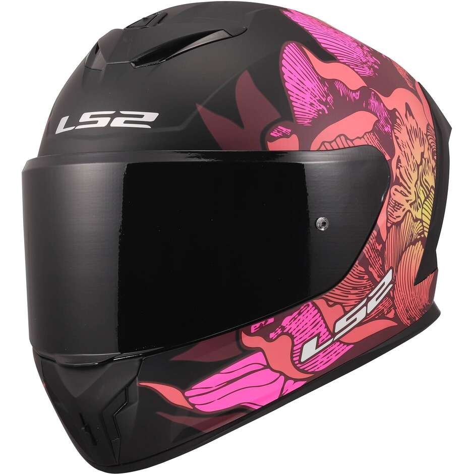 LS2 FF820 RAPID III POPPIES II Integralhelm Motorrad Schwarz Pink