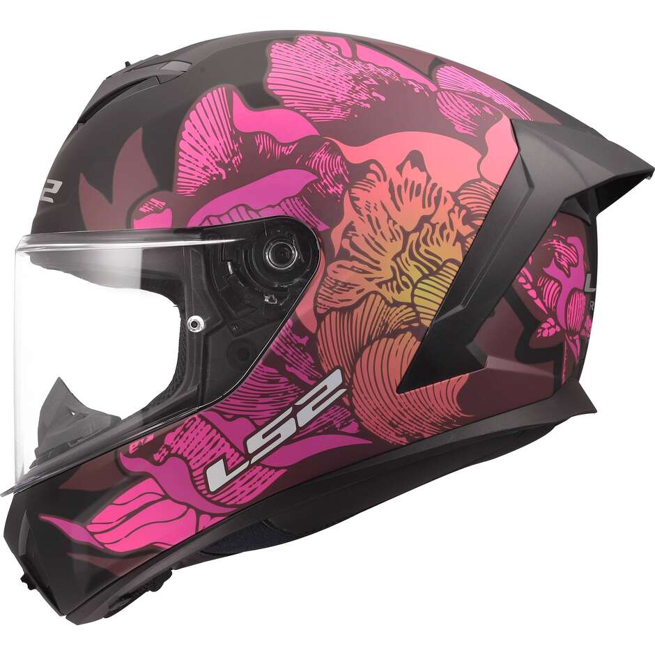 LS2 FF820 RAPID III POPPIES II Integralhelm Motorrad Schwarz Pink
