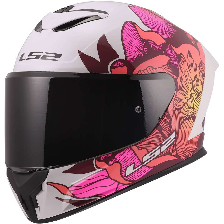 LS2 FF820 RAPID III POPPIES II Integralhelm Motorrad Weiß Pink