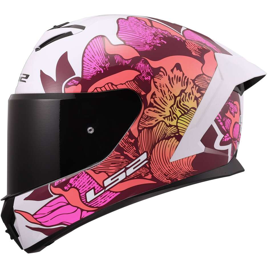 LS2 FF820 RAPID III POPPIES II Integralhelm Motorrad Weiß Pink