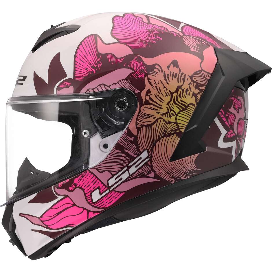 LS2 FF820 RAPID III POPPIES II Integralhelm Motorrad Weiß Pink