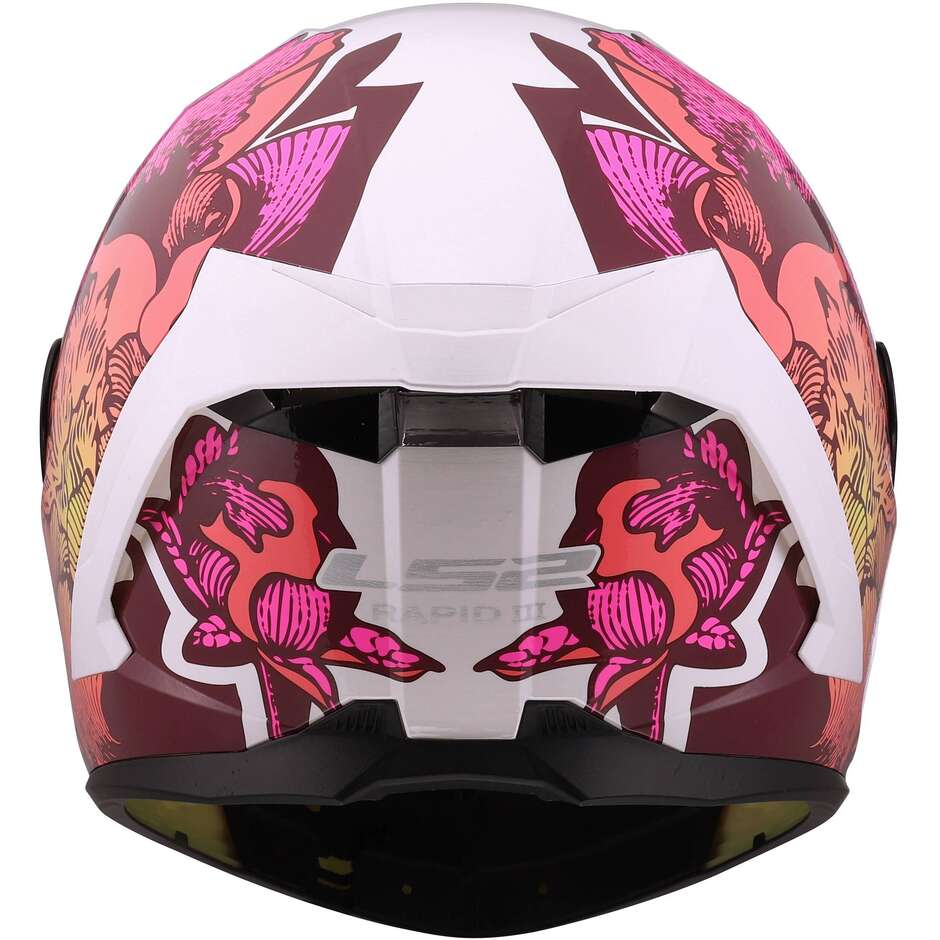 LS2 FF820 RAPID III POPPIES II Integralhelm Motorrad Weiß Pink
