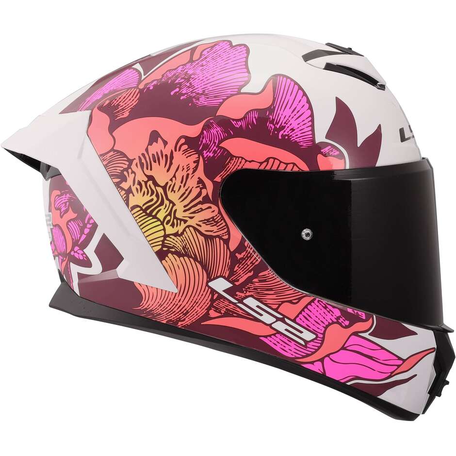 LS2 FF820 RAPID III POPPIES II Integralhelm Motorrad Weiß Pink
