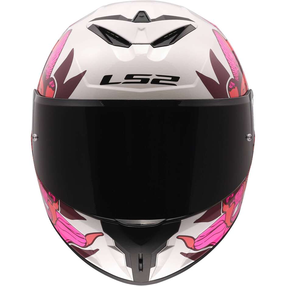 LS2 FF820 RAPID III POPPIES II Integralhelm Motorrad Weiß Pink