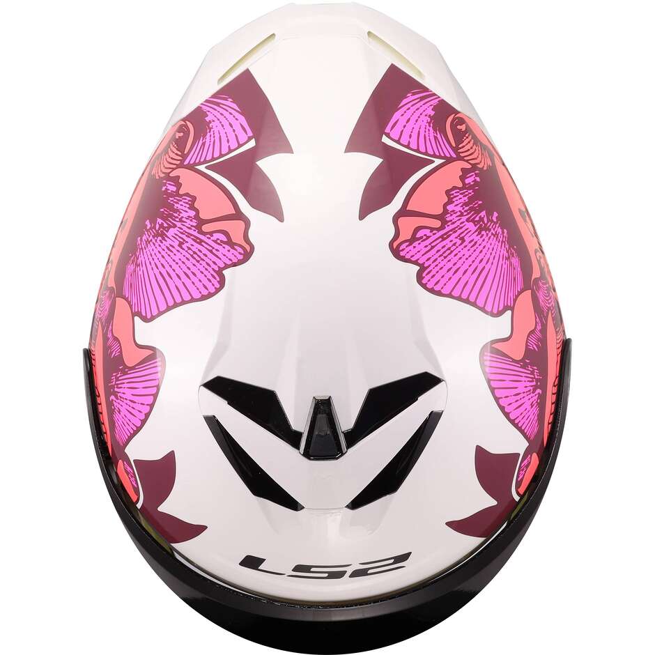 LS2 FF820 RAPID III POPPIES II Integralhelm Motorrad Weiß Pink