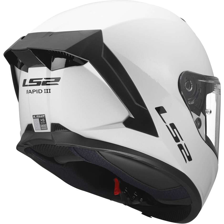 LS2 FF820 RAPID III SOLID Full Face Motorcycle Helmet Gloss White