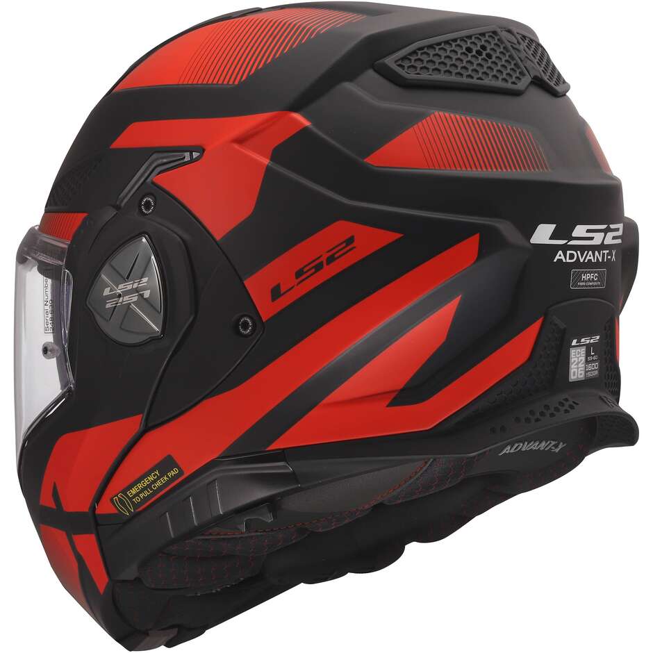 LS2 FF901 ADVANT X NOVA Modular Helmet in HPFC P/J Black Red