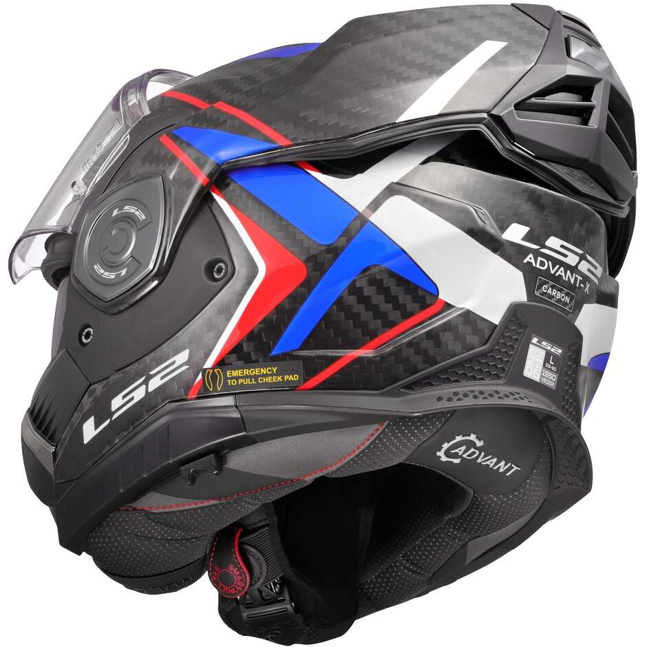 LS2 FF901 ADVANT XC FUTURE II Carbon Modular P/J Motorcycle Helmet White Blue