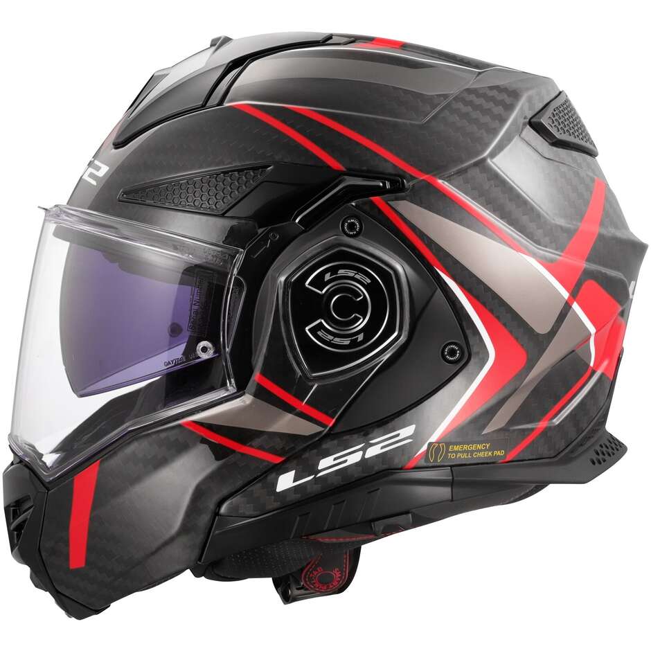 LS2 FF901 ADVANT XC FUTURE II Red Carbon Modular P/J Motorcycle Helmet