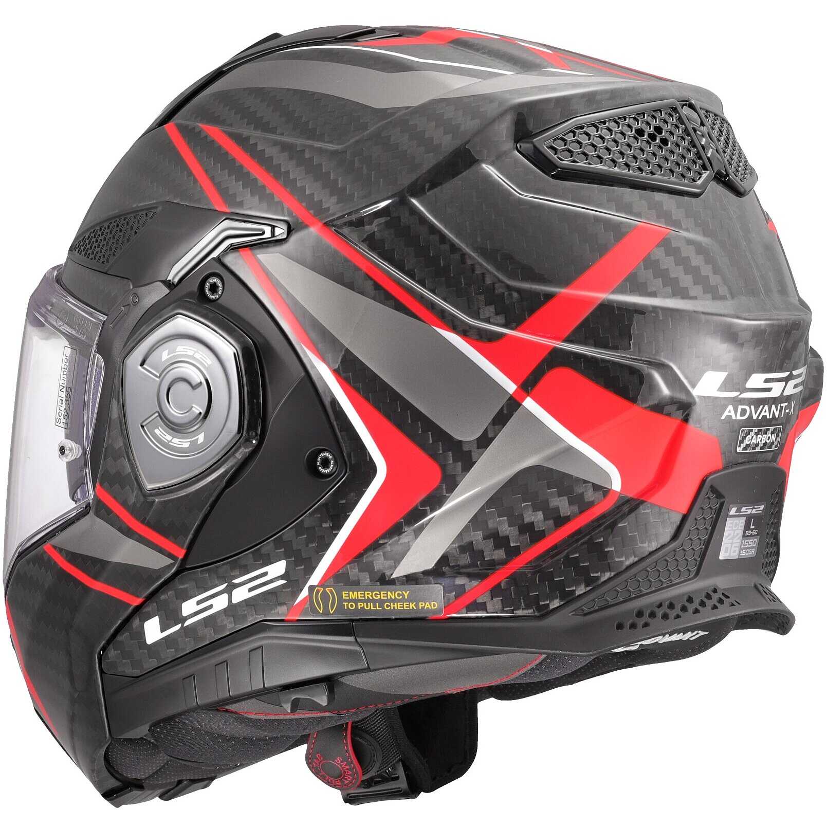 LS2 FF901 ADVANT XC FUTURE II Red Carbon Modular P/J Motorcycle Helmet ...