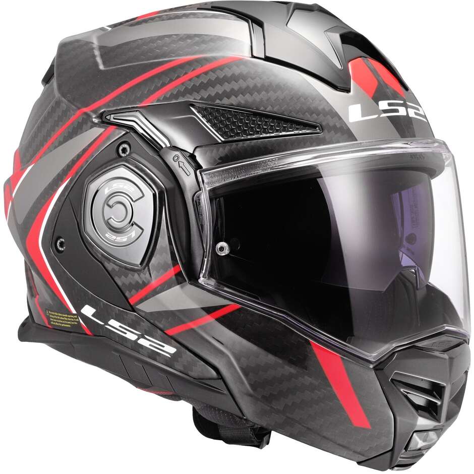 LS2 FF901 ADVANT XC FUTURE II Red Carbon Modular P/J Motorcycle Helmet