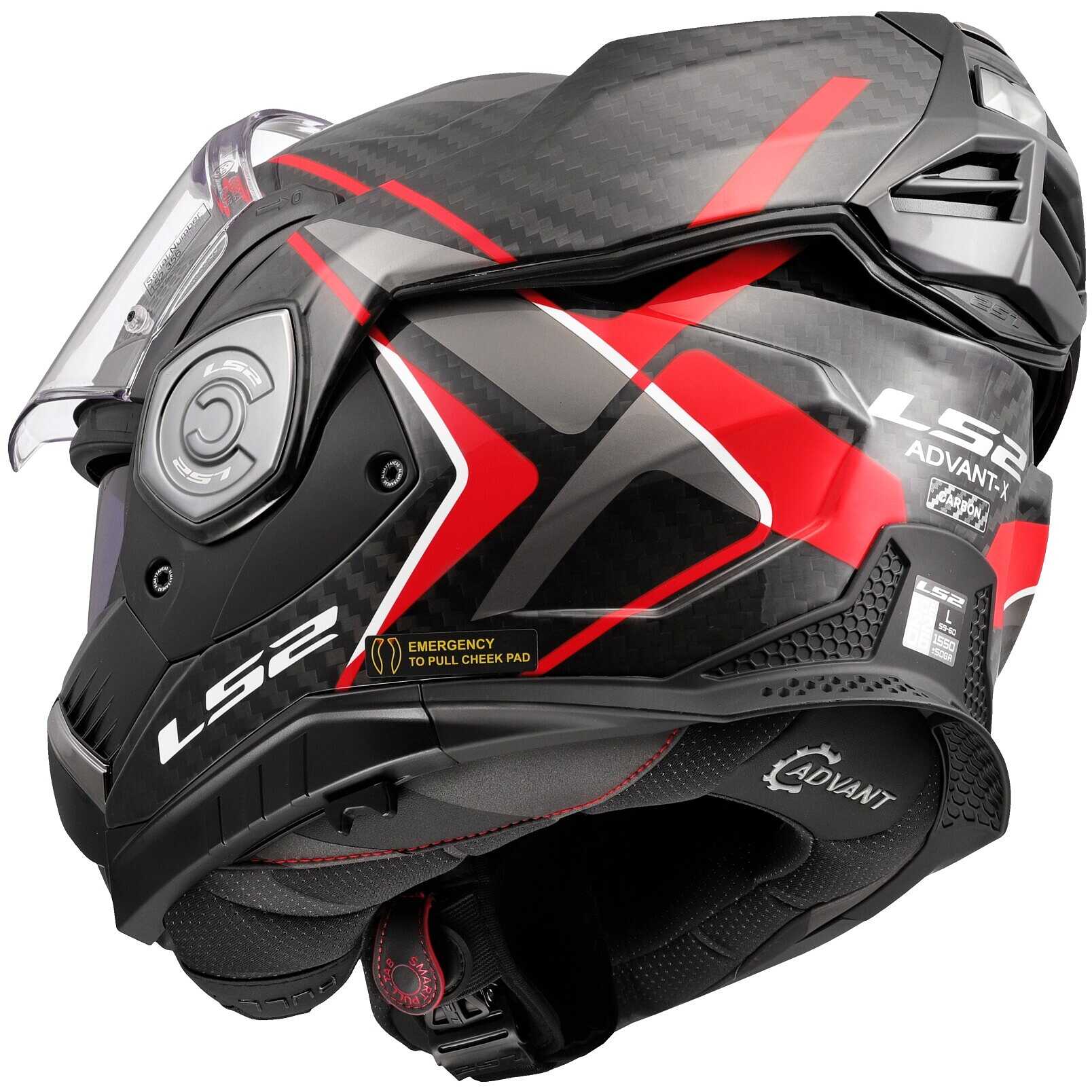 LS2 FF901 ADVANT XC FUTURE II Red Carbon Modular P/J Motorcycle Helmet ...