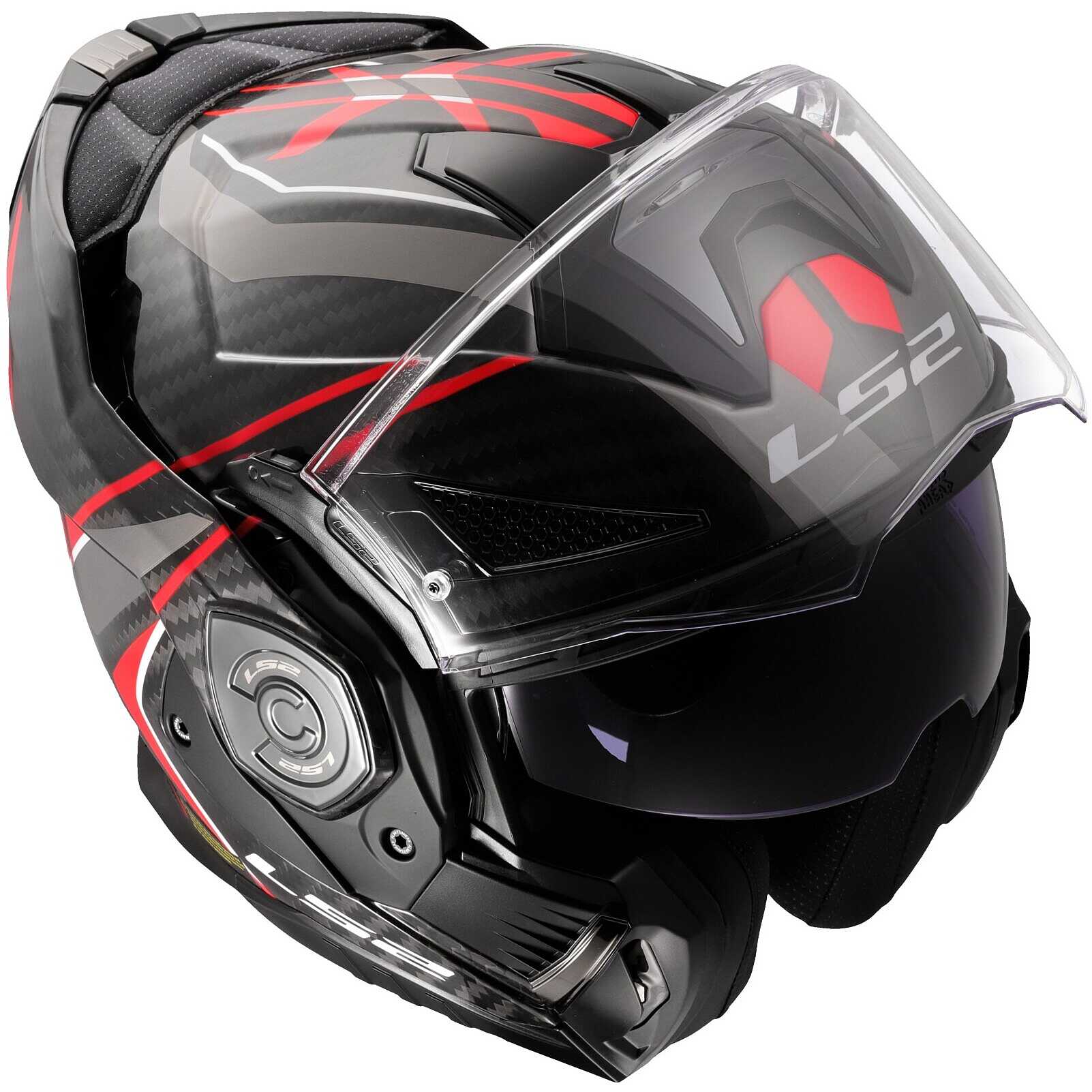 LS2 FF901 ADVANT XC FUTURE II Red Carbon Modular P/J Motorcycle Helmet ...