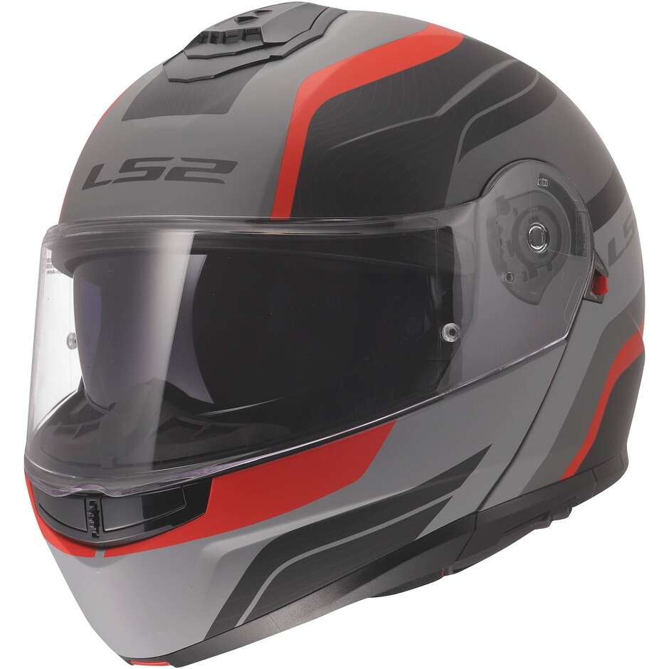 LS2 FF908 STROBE II MONZA Modular Motorcycle Helmet P/J Black Grey Red