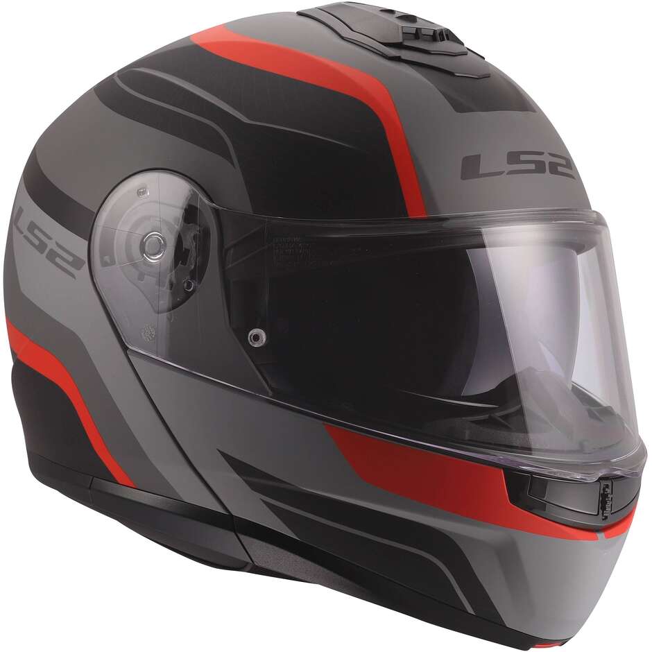 LS2 FF908 STROBE II MONZA Modular Motorcycle Helmet P/J Black Grey Red