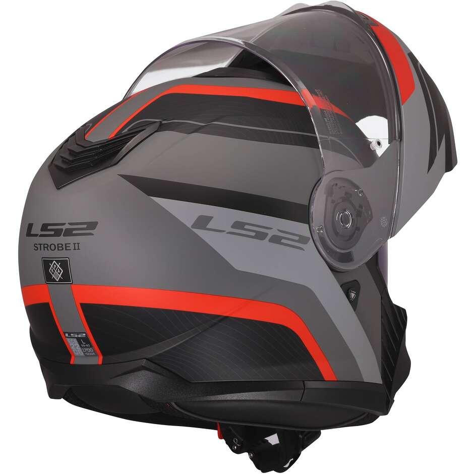LS2 FF908 STROBE II MONZA Modular Motorcycle Helmet P/J Black Grey Red