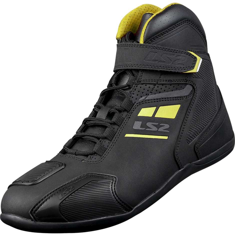 LS2 GARRA MAN Sport Motorcycle Shoes Black HV Yellow