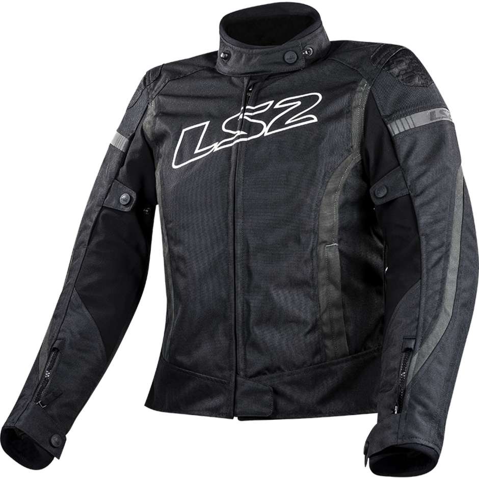 LS2 Gate Lady Sports Motorrad Technical Jacket Schwarz Dunkelgrau Zertifiziert