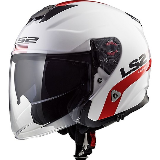 LS2 Moto Jet Helmet OF521 Infinity SMART White Red Blue