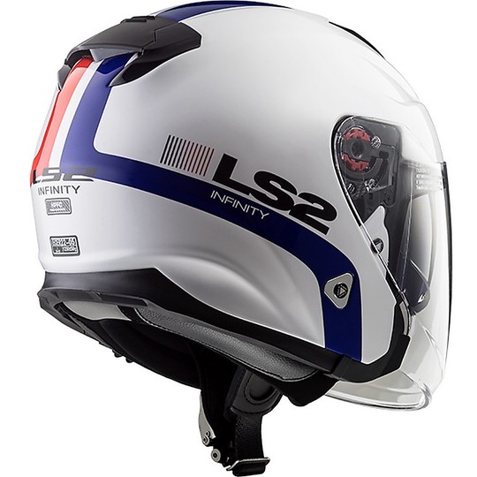LS2 Moto Jet Helmet OF521 Infinity SMART White Red Blue