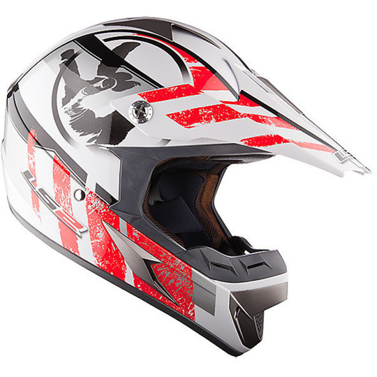 LS2 MX433 Motocross Helm Weiß-Rot-Streifen
