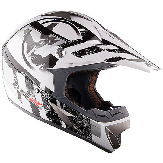 LS2 MX433 Motocross Helm White Black Stripe