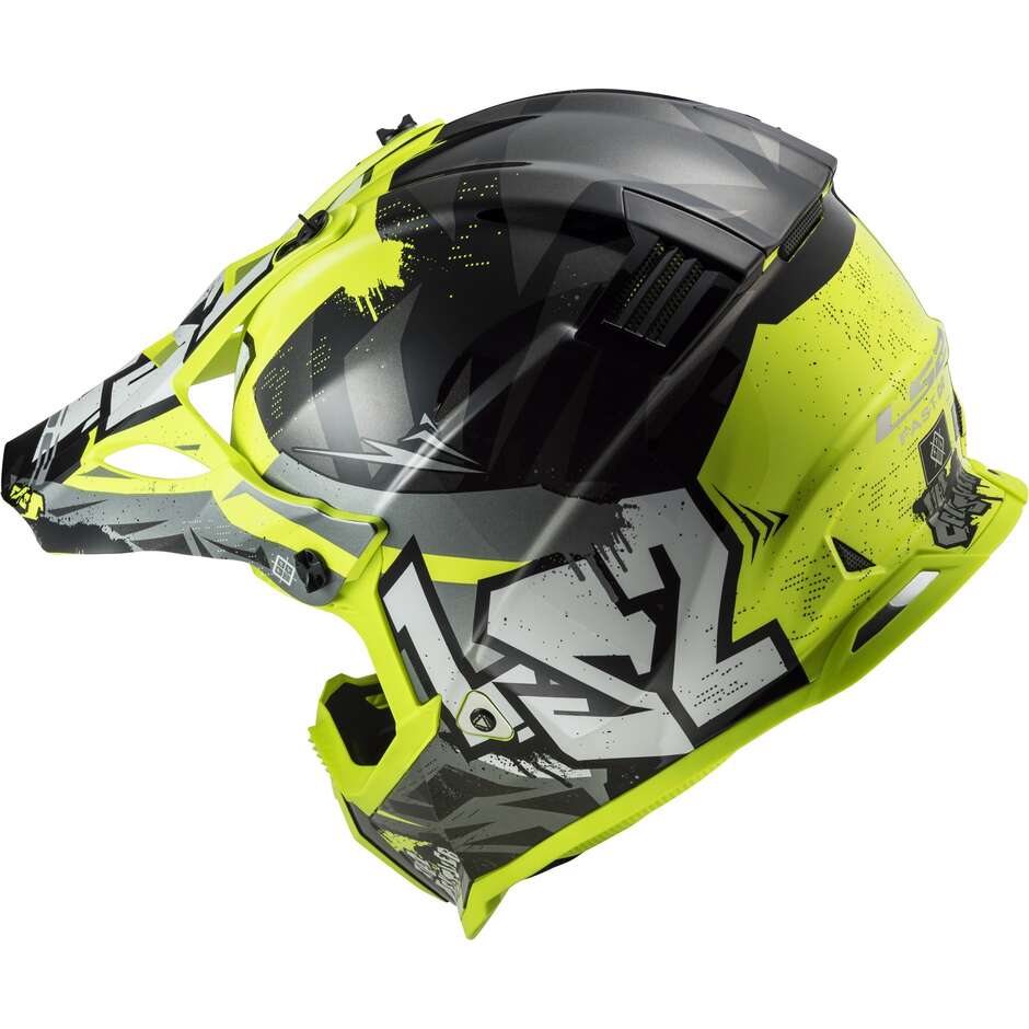 LS2 MX437 FAST II MINI CRUSHER Cross Enduro Motorcycle Helmet Black Yellow