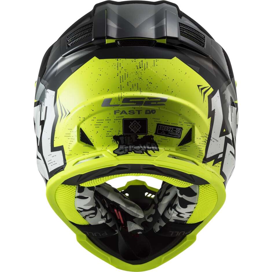 LS2 MX437 FAST II MINI CRUSHER Cross Enduro Motorradhelm Schwarz Gelb