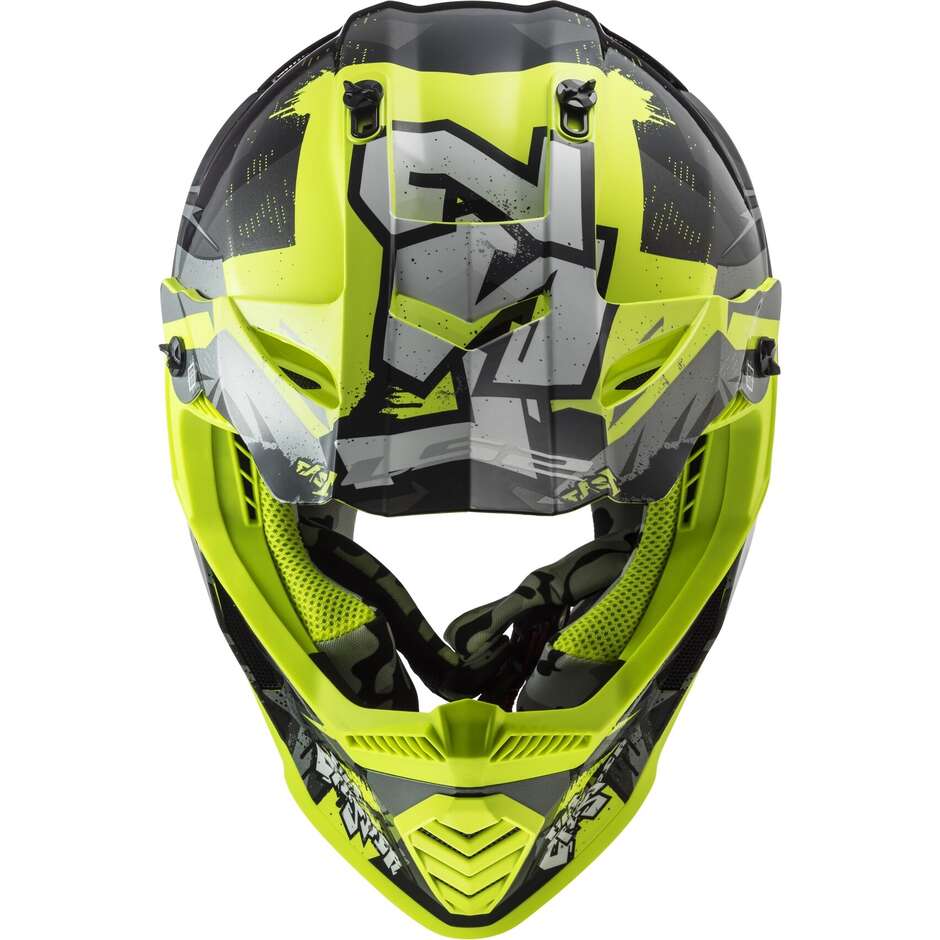 LS2 MX437 FAST II MINI CRUSHER Cross Enduro Motorradhelm Schwarz Gelb