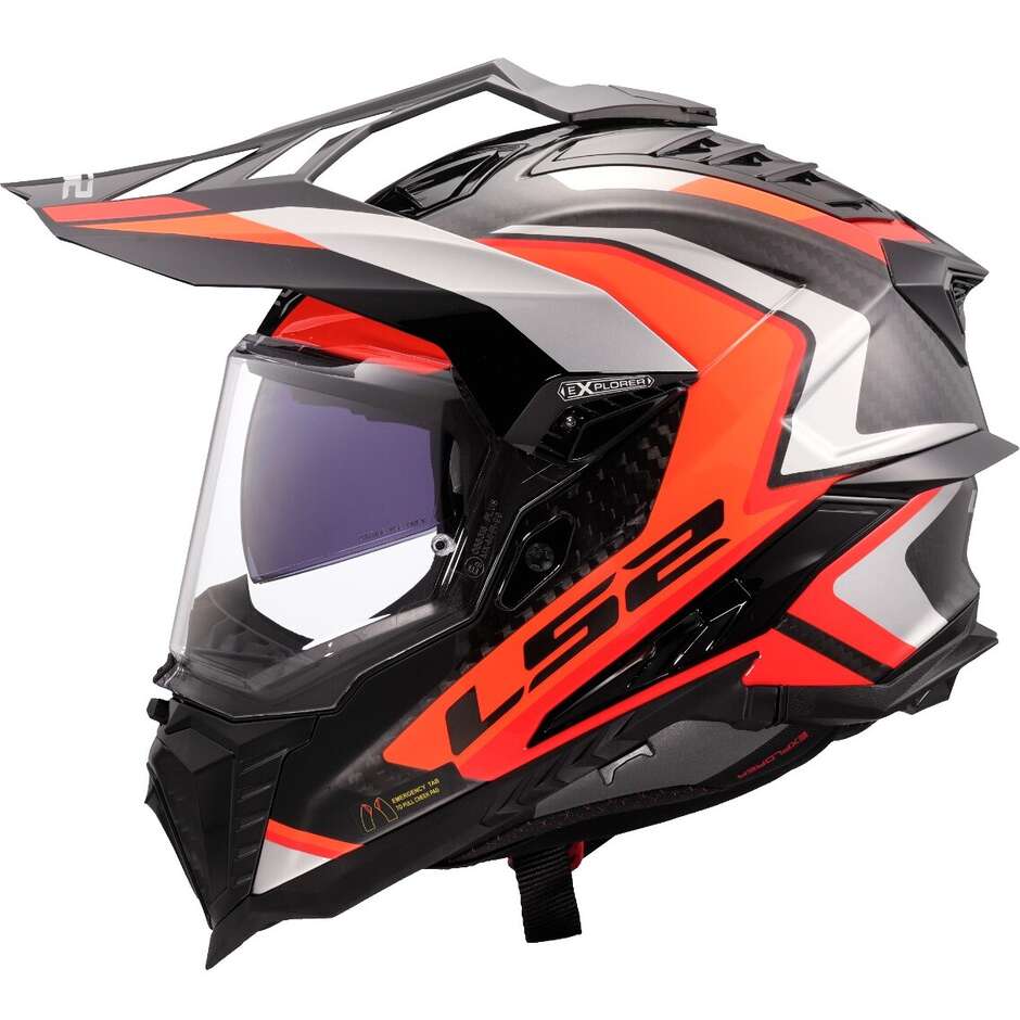 LS2 MX701 EXPLORER C FRONTIER II Orange Full Face Off-Road Carbon Motorcycle Helmet