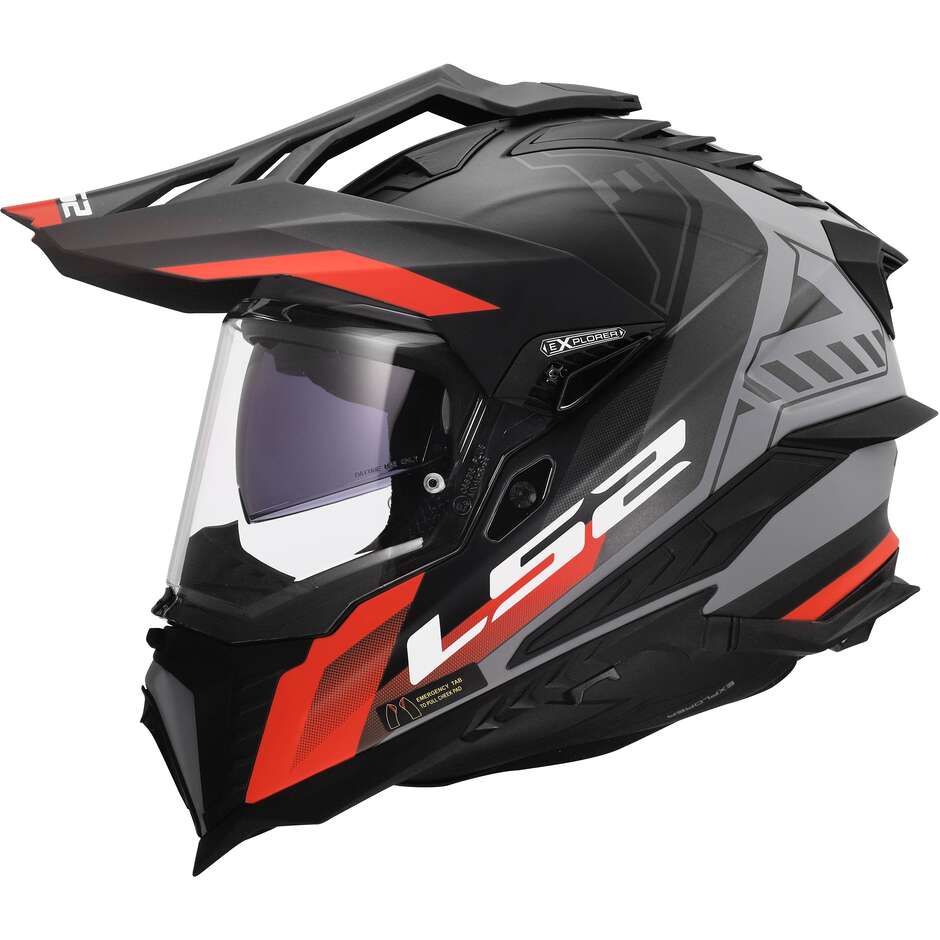 LS2 MX701 EXPLORER HEXA Adventure Motorcycle Helmet Black Red Grey