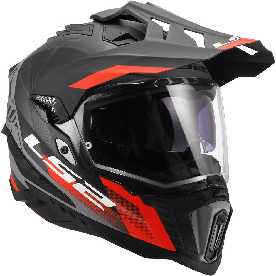 LS2 MX701 EXPLORER HEXA Adventure Motorcycle Helmet Black Red Grey