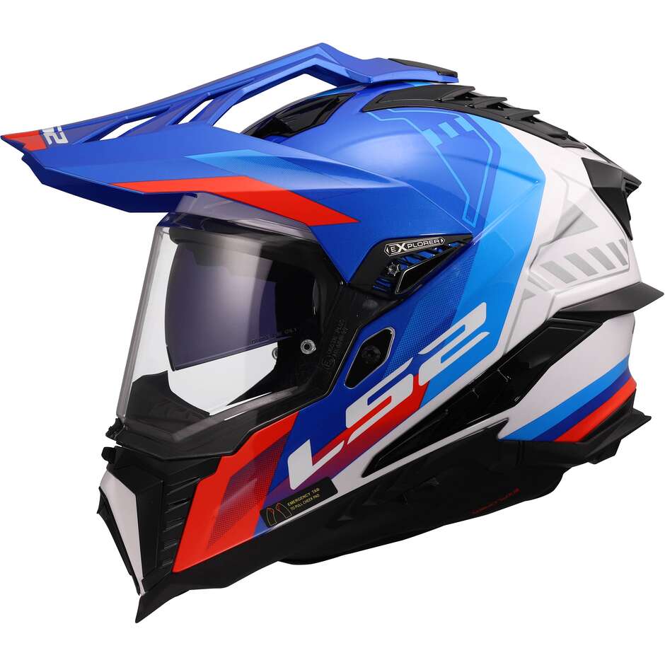 LS2 MX701 EXPLORER HEXA Adventure Motorcycle Helmet White Blue Red