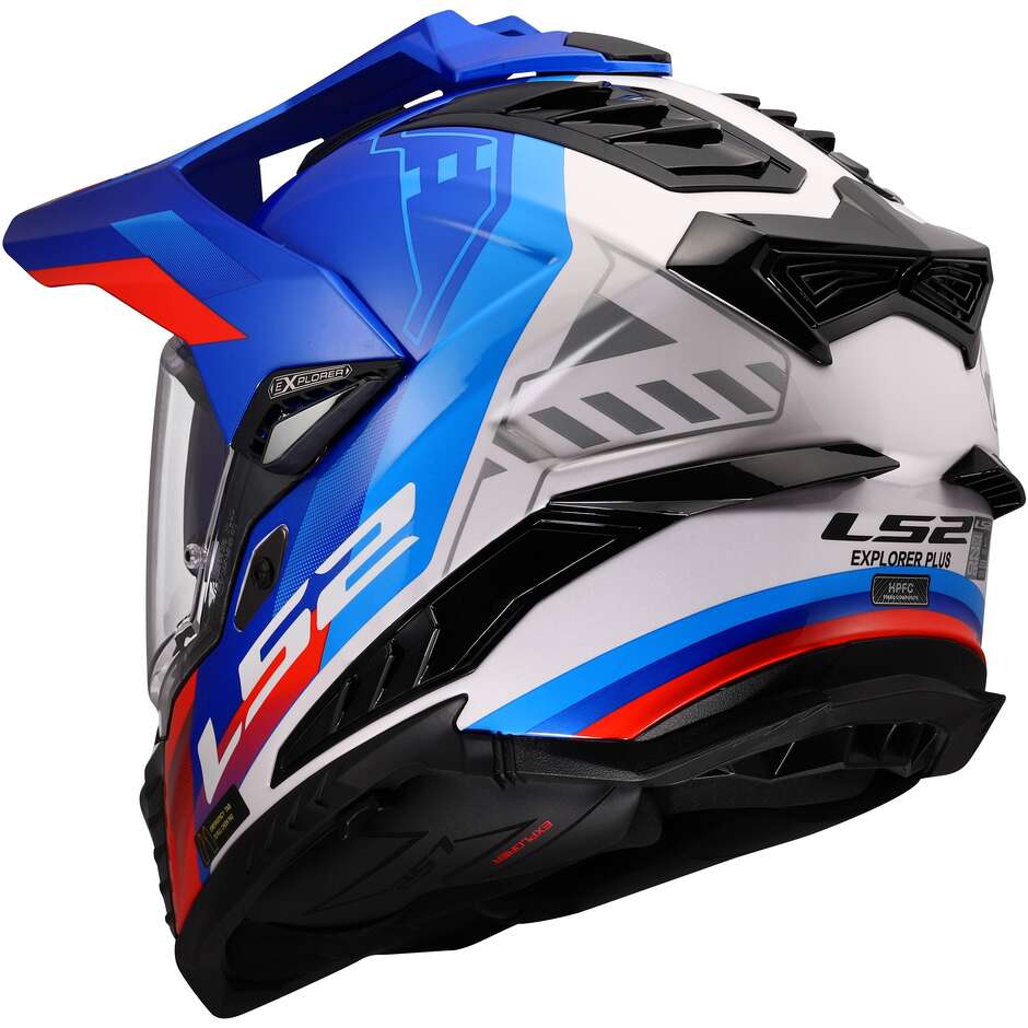 LS2 MX701 EXPLORER HEXA Adventure Motorcycle Helmet White Blue Red