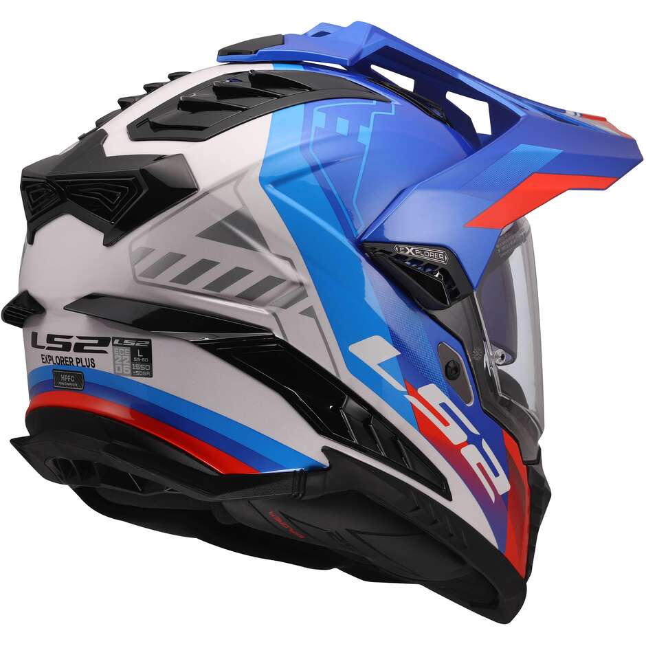 LS2 MX701 EXPLORER HEXA Adventure Motorcycle Helmet White Blue Red
