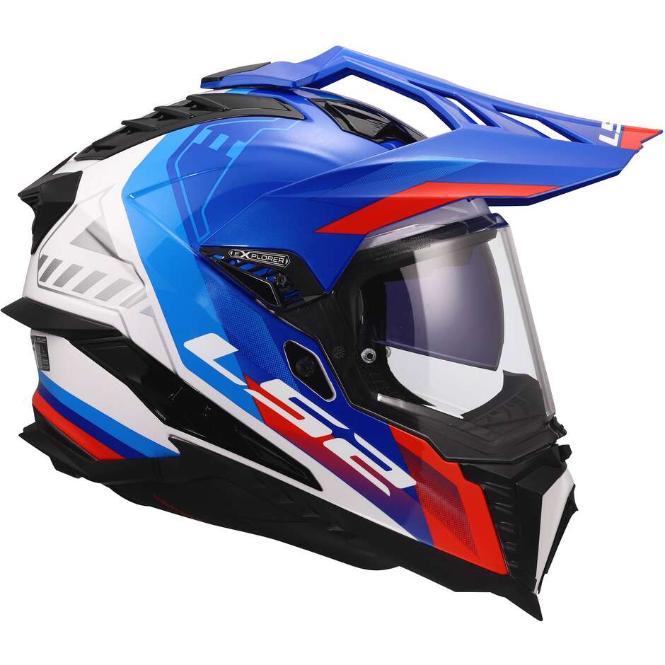 LS2 MX701 EXPLORER HEXA Adventure Motorcycle Helmet White Blue Red