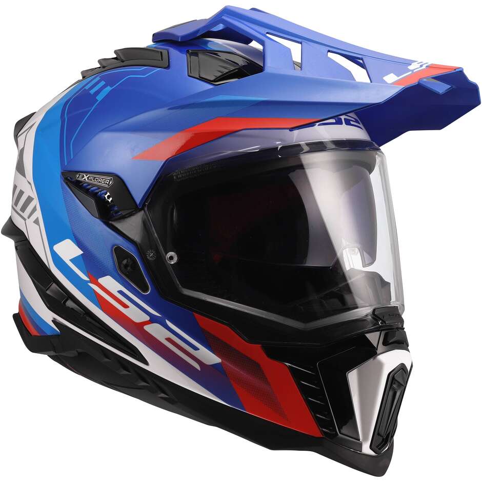 LS2 MX701 EXPLORER HEXA Adventure Motorcycle Helmet White Blue Red