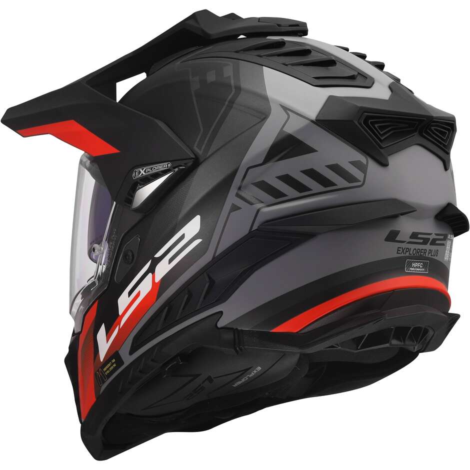 LS2 MX701 EXPLORER HEXA Adventure Motorradhelm Schwarz Rot Grau