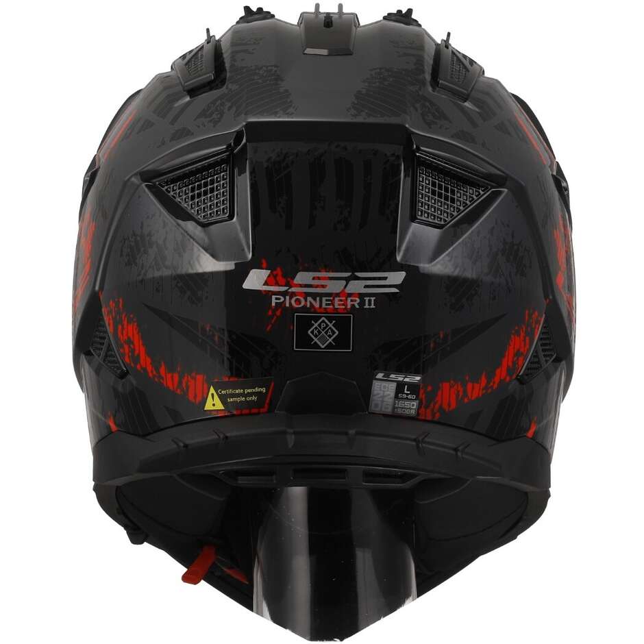 Ls2 MX702 PIONEER 2 CRAZY Adventure Motorcycle Helmet Black Gray Red