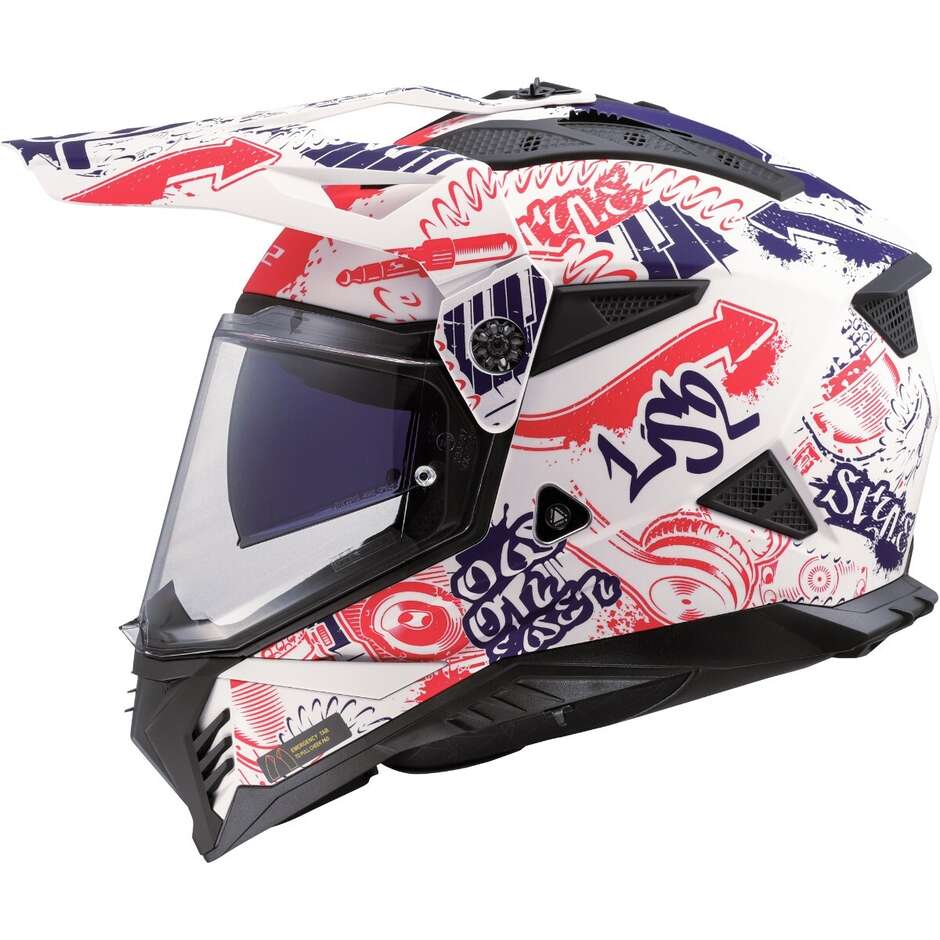 LS2 MX702 PIONEER 2 FANTASY Off-Road Full Face Motorcycle Helmet White Red Blue